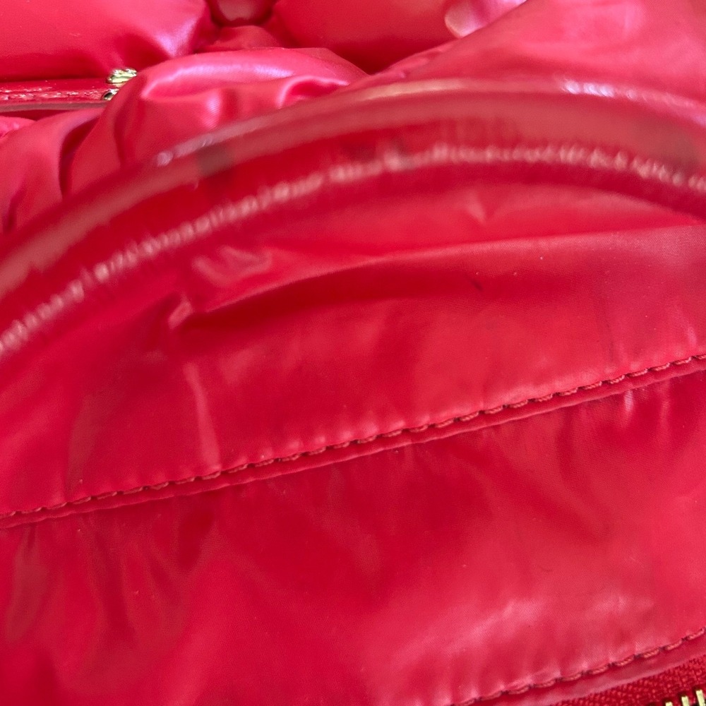 Kate Spade Quilted Puffer Tote Bag Large Red Diamond Stitch Nylon Streetwear - Picture 16 of 16